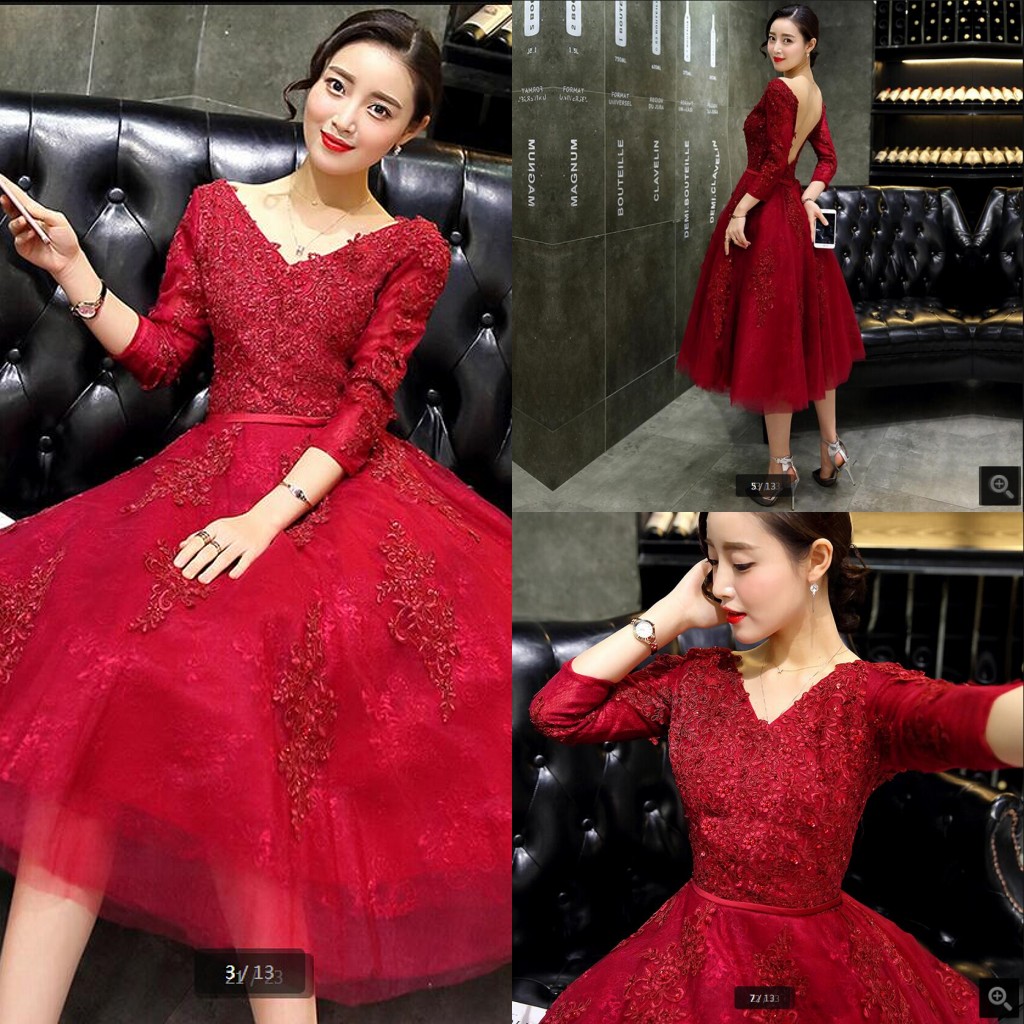 2019 real picture red lace open back sexy prom dress 3/4 sleeve beading sequins formal cocktail party prom gowns best selling prom dresses, Gold
2019 real picture red lace open back sexy prom dress 3/4 sleeve beading sequins formal cocktail party prom gowns best selling prom dresses, Gold