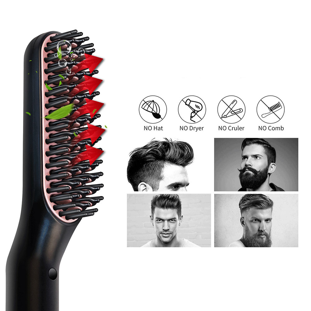 3 in1 Beard Straightener Quick Heater Electric Straightener Curls Hair Comb Brush Men Women Multifunctional Hair Styling Tool