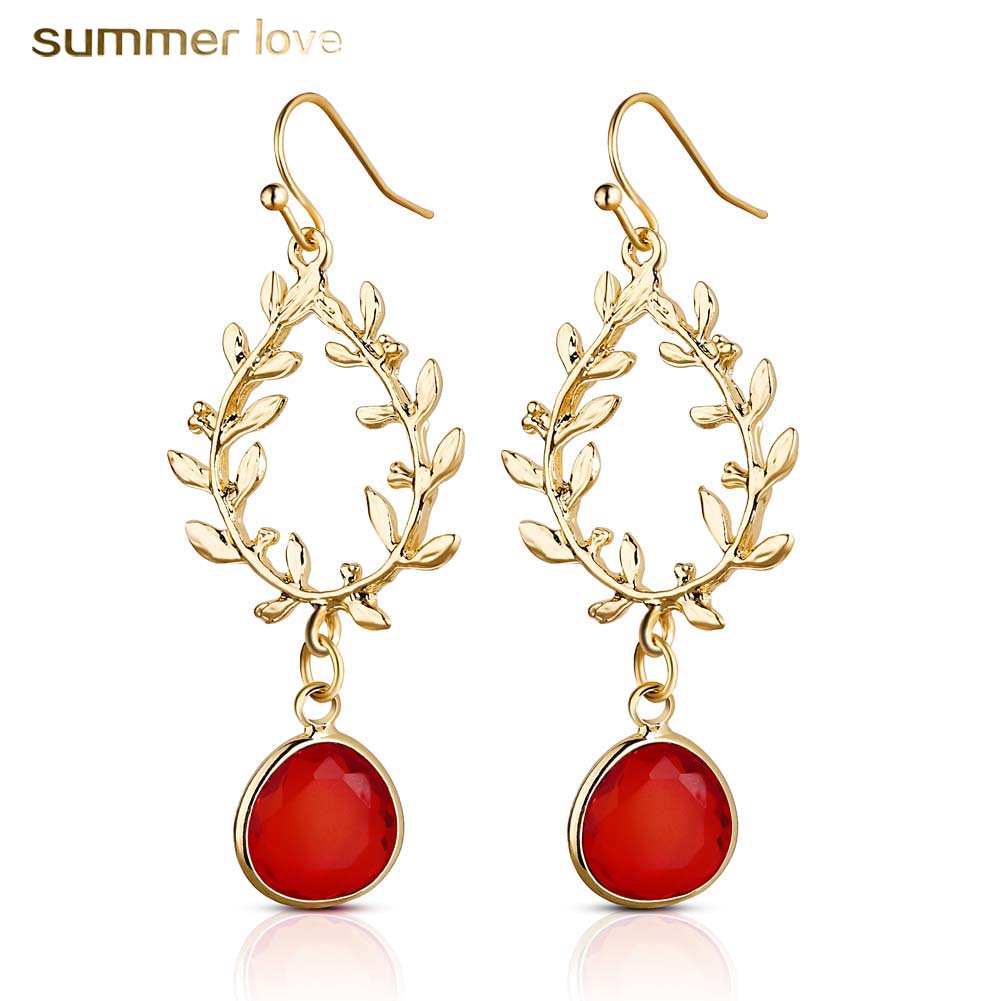 New Elegant Gold Olive Branches Leaf Crystal Dangle Earring for Women Fashion Gold Plating Drop Earring Wedding Valentine's Day Jewelry
New Elegant Gold Olive Branches Leaf Crystal Dangle Earring for Women Fashion Gold Plating Drop Earring Wedding Valentine's Day Jewelry