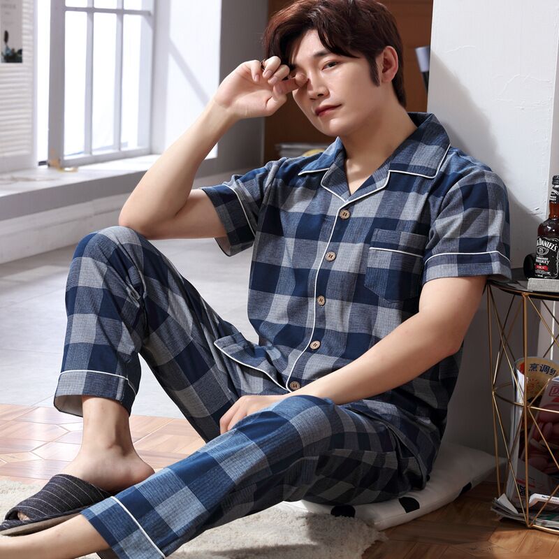 Men's Sleepwear Pyjamas Men Print Casual Plus Size Cotton Mens Lounge Wear Winter Pajamas Pijama Hombre