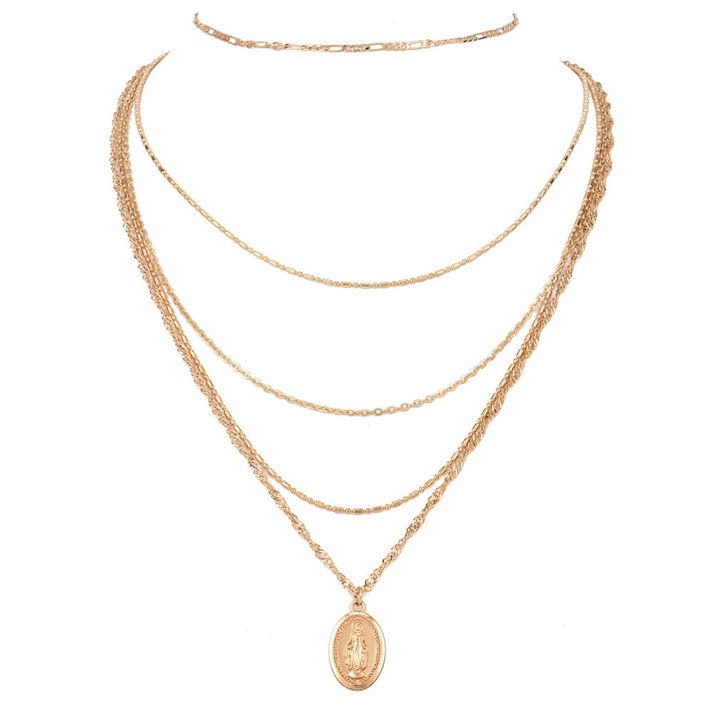 Layered Necklace with Buddha for Virgin Mary Star Stars Female Necklace Jewelry