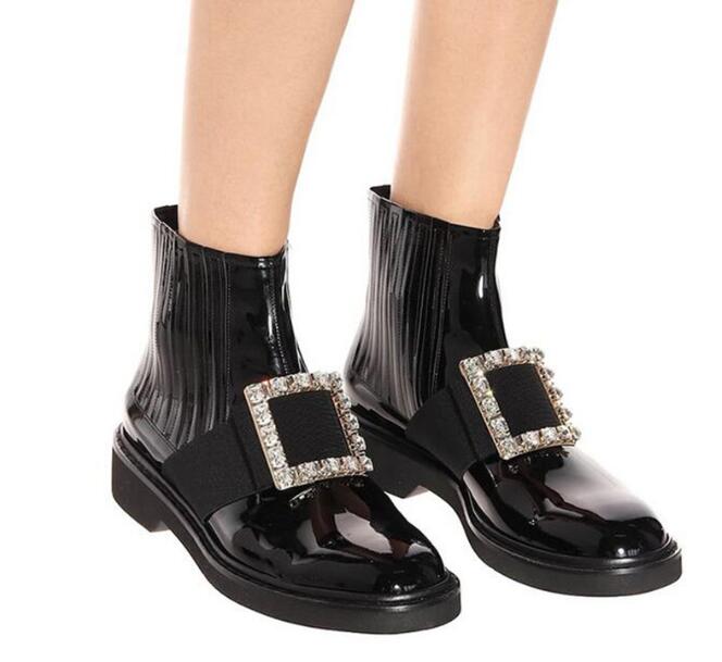 New Design Black Women Ankle Boots Crystals Square Buckle Patent Leather fashion Boots Slip-on Autumn/Winter Flat party Shoes Woman
New Design Black Women Ankle Boots Crystals Square Buckle Patent Leather fashion Boots Slip-on Autumn/Winter Flat party Shoes Woman