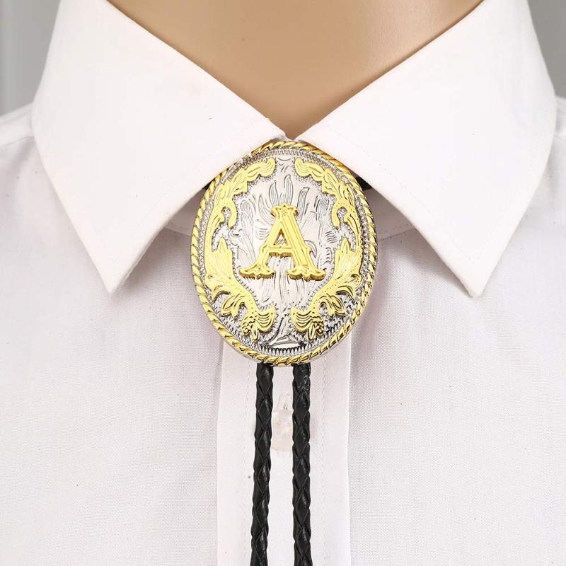 Gold Letter ABCDEFG oval shape bolo tie for man cowboy western cowgirl leather rope zinc alloy necktie
Gold Letter ABCDEFG oval shape bolo tie for man cowboy western cowgirl leather rope zinc alloy necktie