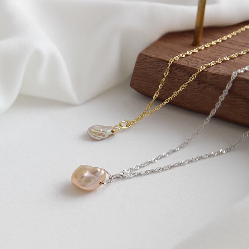 New Sterling Silver 925 Jewelry Natural Freshwater Pearl Necklaces For Women Wedding Party Gifts Femme Collar Choker Necklace