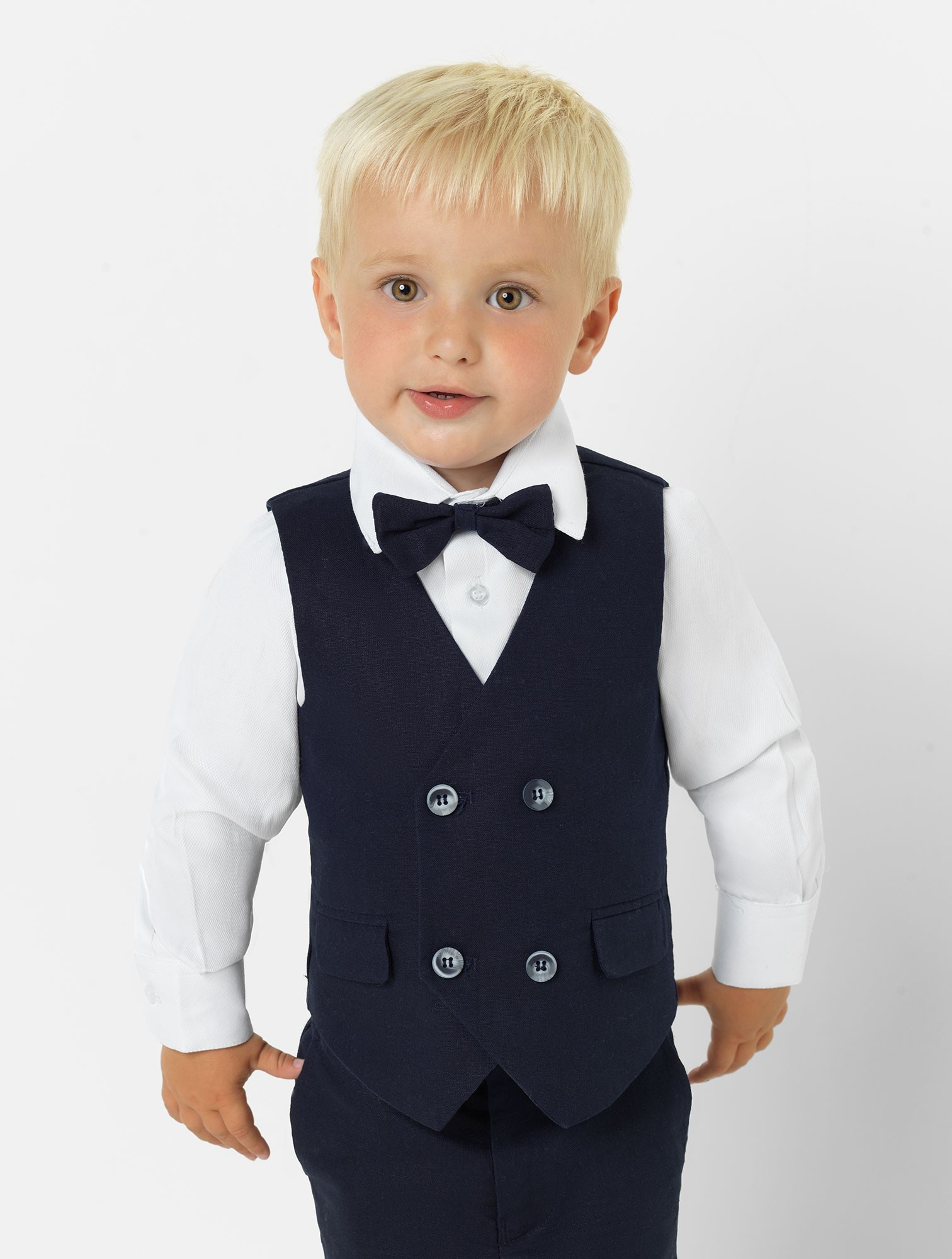 Spring Kids Formal Wedding Tuxedos Handsome 2 Pieces Double Breasted Summer Boy's Pants Suits Flower Boys Wear(Vest+Pants)