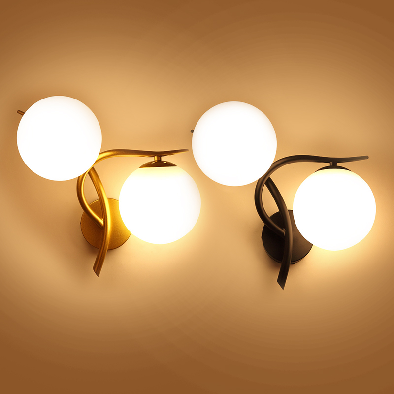 led glass Wall Lamp Indoor Modern Nordic Style E27 Bulb Lights for Bedroom Bedside home decoration