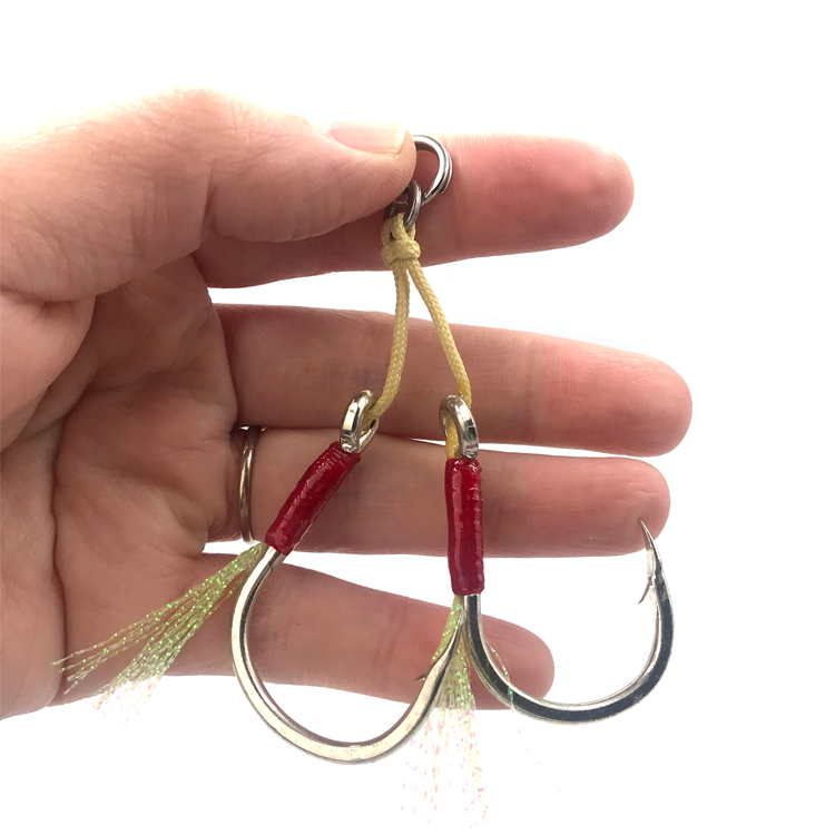 Fishing Cast Jig Barbed Single and Double Assist Hook1/0 2/0 3/0 5/0 7/0 2pcs/pack Thread Feather High Carbon Steel fishinghook
Fishing Cast Jig Barbed Single and Double Assist Hook1/0 2/0 3/0 5/0 7/0 2pcs/pack Thread Feather High Carbon Steel fishinghook