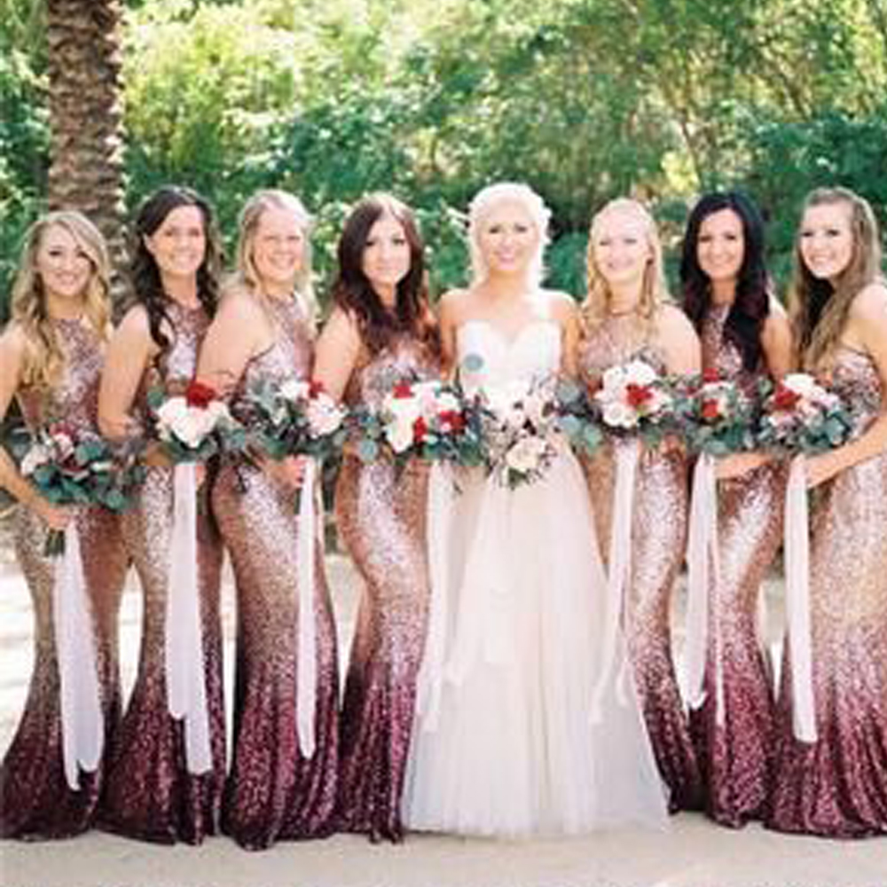 Gradient Color Bridesmaid Dresses Sequins Halter Neckline Mermaid Floor Length Long Maid of Honor Dresses Wedding Guest Dresses
Gradient Color Bridesmaid Dresses Sequins Halter Neckline Mermaid Floor Length Long Maid of Honor Dresses Wedding Guest Dresses