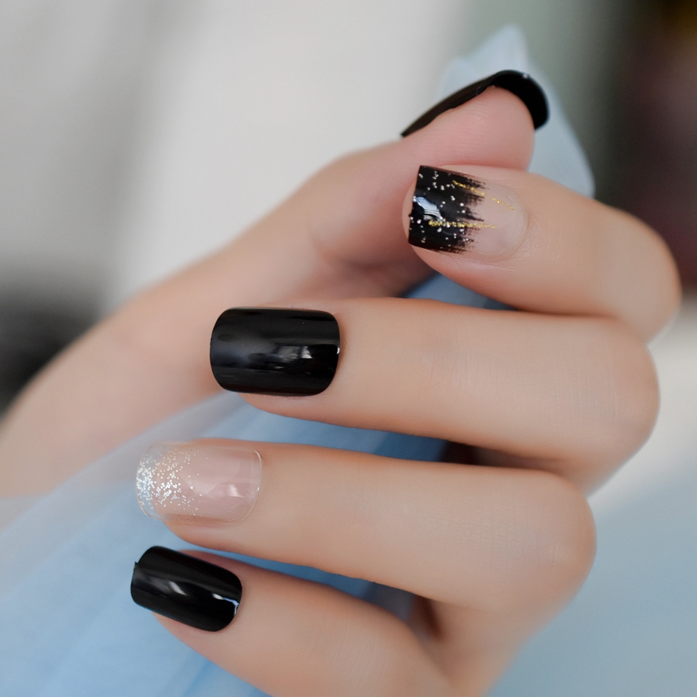 Gradient Black Glitter False Fake Nail Tips Clear Shimmer Sequin UV Gel Full Cover Artificial Press on Reusable Nails, Z818
Gradient Black Glitter False Fake Nail Tips Clear Shimmer Sequin UV Gel Full Cover Artificial Press on Reusable Nails, Z818