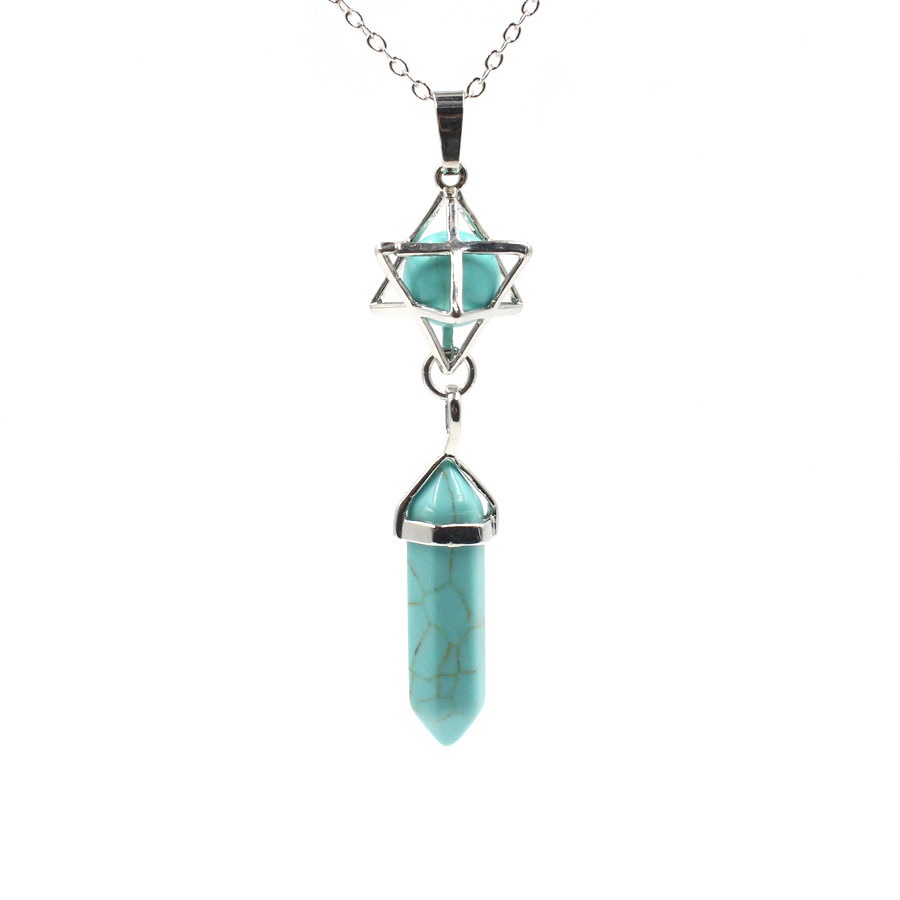 new Merkaba Hexagon Prism Stones Turquoise Pink Quartz Charms Pendant Necklace for Women Men Gift Accessories
new Merkaba Hexagon Prism Stones Turquoise Pink Quartz Charms Pendant Necklace for Women Men Gift Accessories