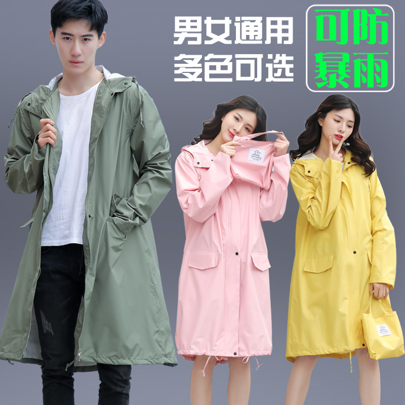 Hooded Raincoat Men windbreaker male ladies female lady Women Waterproof Rain Jacket knee length zip hasp pockets outdoor Coat Rainwear