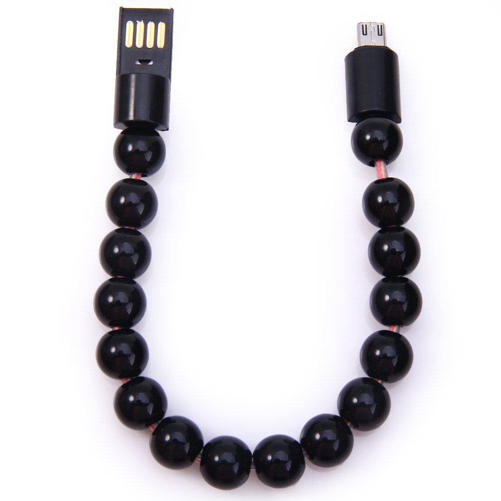Fashion Beads Bracelet Portable Data Transfer Charging Cable Micro USB to USB, Black 
Fashion Beads Bracelet Portable Data Transfer Charging Cable Micro USB to USB, Black