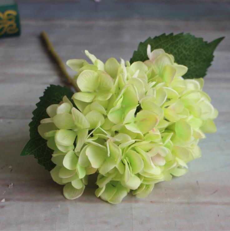 Artificial Hydrangea Flower Head 47cm Fake Silk Single Real Touch Hydrangeas 8 Colors for Wedding Centerpieces Home Party Decorative Flowers