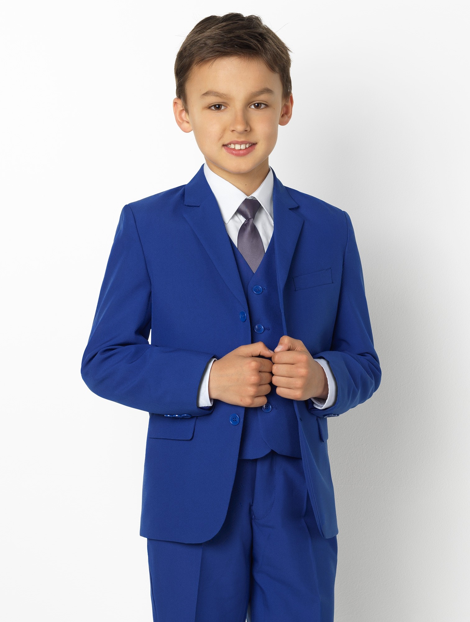 Handsome Kids Formal Wear Blue Peaked Lapel 3 Pieces Wedding Tuxedos High Quality Boy's Formal Wear Pant Suits