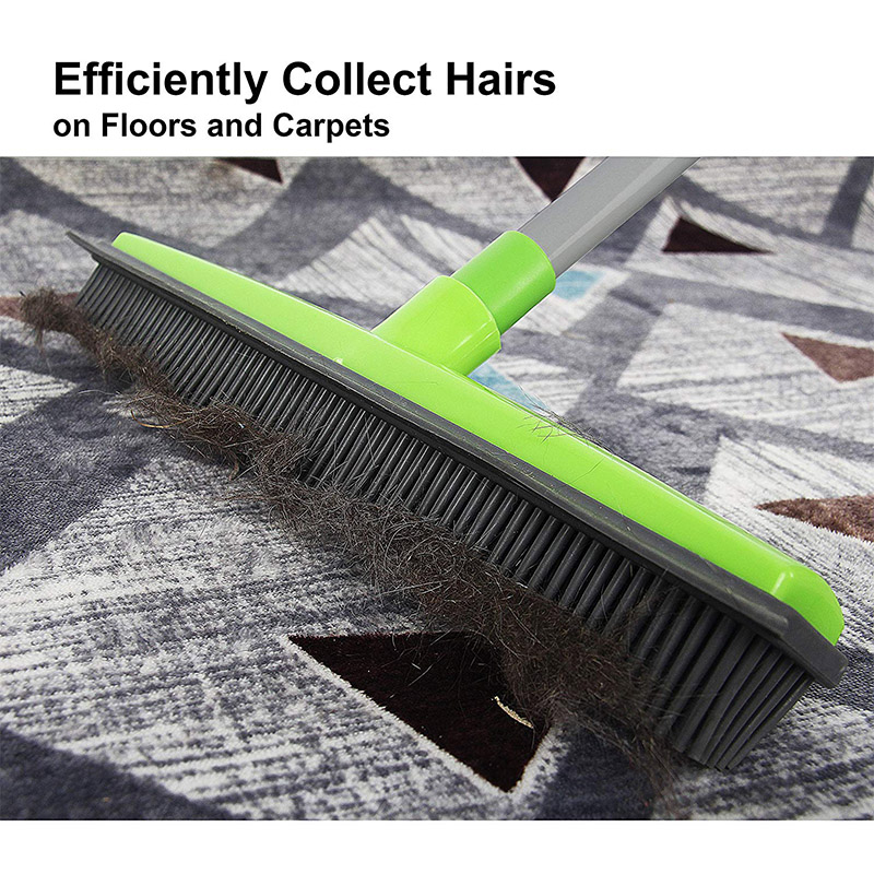 2019 Long Push Rubber Broom Bristles Sweeper Squeegee Scratch Bristle Broom for Pet Cat Dog Hair Carpet Hardwood Windows Clea281l8543743