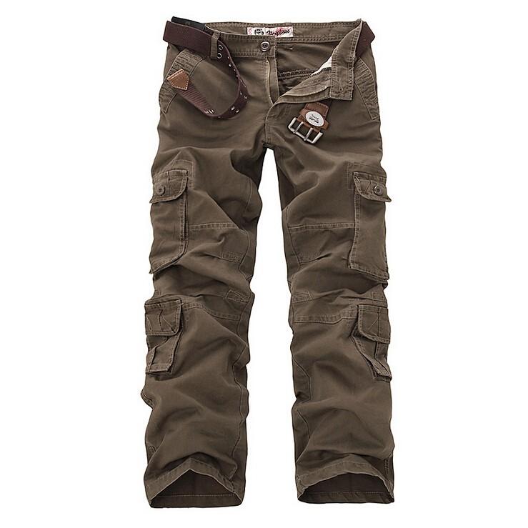 Wholesale-Army Green Men's Cargo Pants Khaki Black Loose Tactical Pant Multi Pockets Cotton Baggy Trousers Men Outer Overalls Man 28-44
