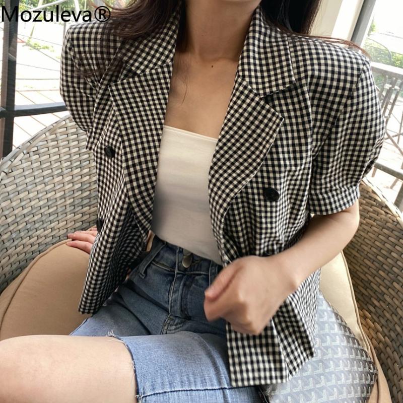 Mozuleva Vintage Plaid Suit Blazer Jacket Loose Elegant Summer Blazers 2020 Double Breasted Lapel Short Sleeve Women Coat
Mozuleva Vintage Plaid Suit Blazer Jacket Loose Elegant Summer Blazers 2020 Double Breasted Lapel Short Sleeve Women Coat