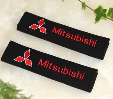 Car Stickers Seat belt Shoulder Pads cover case for Mitsubishi Badges auto accessories Car-styling