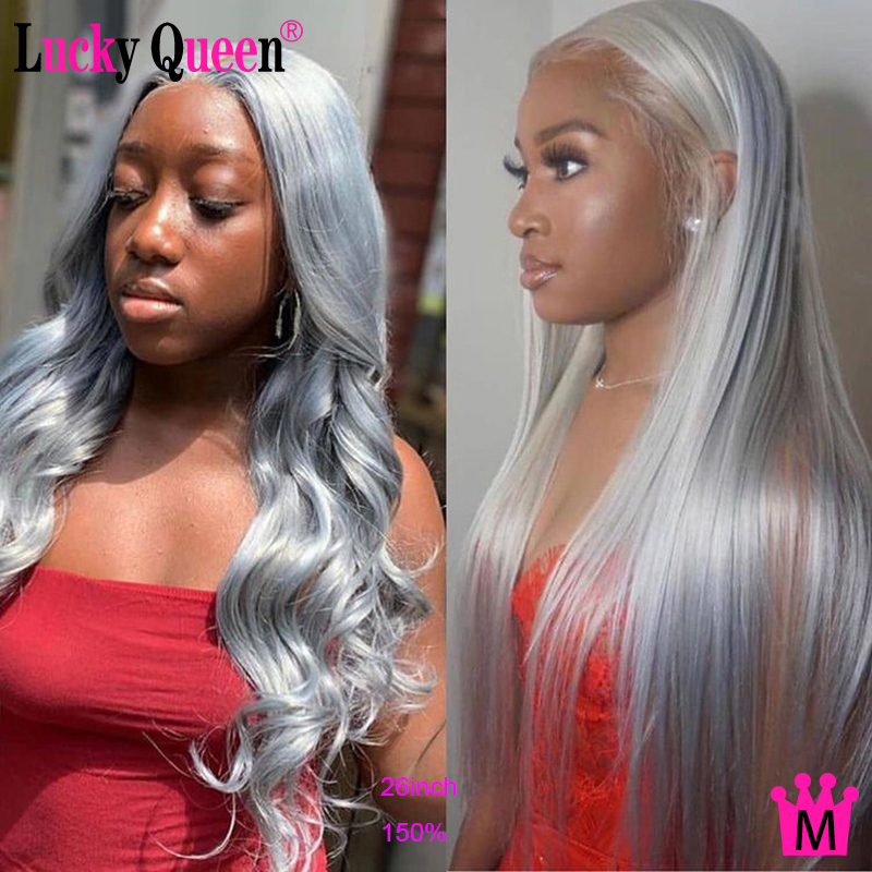 Silver Grey Color 13x4 Lace Front Wigs For Black Women Pre Plucked Lucky Queen Brazilian Remy Straight 100% Human Hair Wigs, Highlight blue
Silver Grey Color 13x4 Lace Front Wigs For Black Women Pre Plucked Lucky Queen Brazilian Remy Straight 100% Human Hair Wigs, Highlight blue