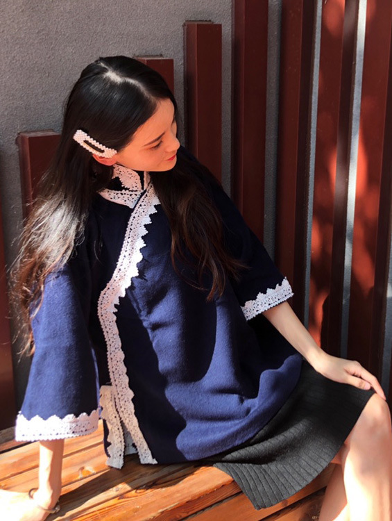 New Spring big size traditional retro Chinese style big size stand collar woolen jacket with lace stitch for women, Black
New Spring big size traditional retro Chinese style big size stand collar woolen jacket with lace stitch for women, Black
