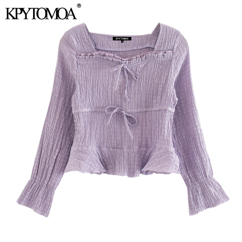 KPYTOMOA Women 2020 Sweet Fashion Ruffled Lace-up Cropped Blouses Vintage Square Collar Long Sleeve Female Shirts Chic Tops, As picture
KPYTOMOA Women 2020 Sweet Fashion Ruffled Lace-up Cropped Blouses Vintage Square Collar Long Sleeve Female Shirts Chic Tops, As picture