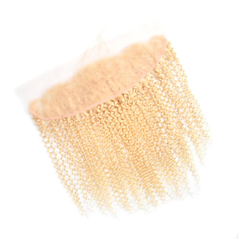 Peruvian Human Hair 13X4 Lace Frontal With Baby Hair Blonde 613# Deep Wave Curly 13 By 4 Frontal Kinky Curlys Yirubeauty