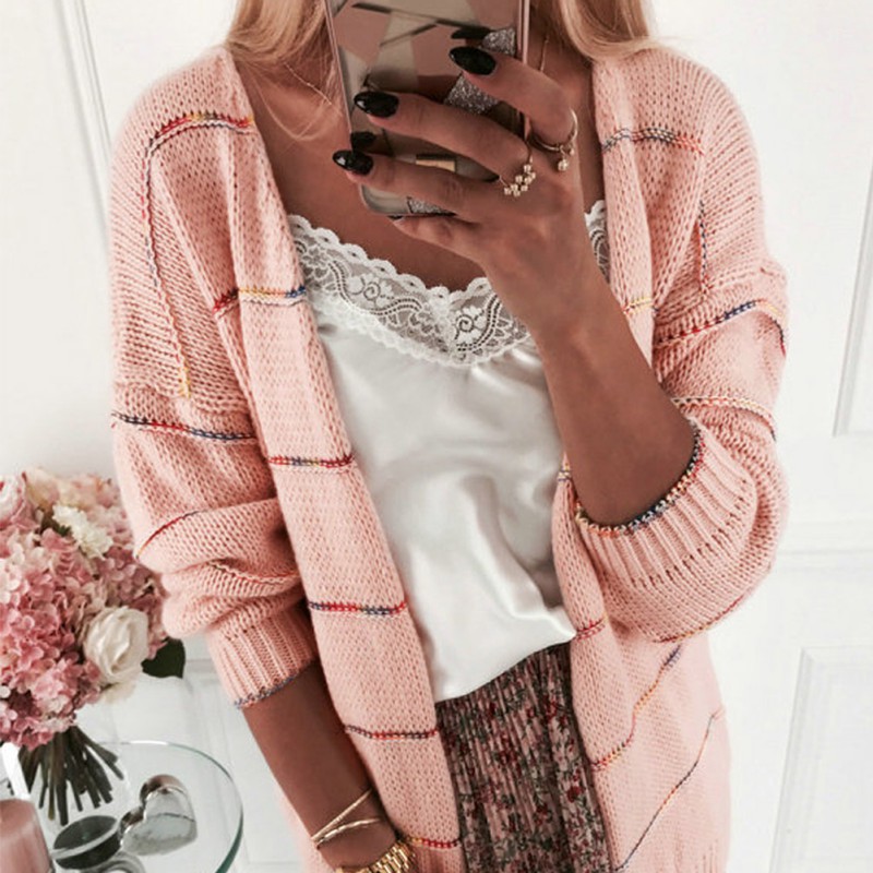 Autumn New Striped Knitted Cardigan Outerwear For Women Fashion Casual Long Sleeve Sweater, Gray
Autumn New Striped Knitted Cardigan Outerwear For Women Fashion Casual Long Sleeve Sweater, Gray
