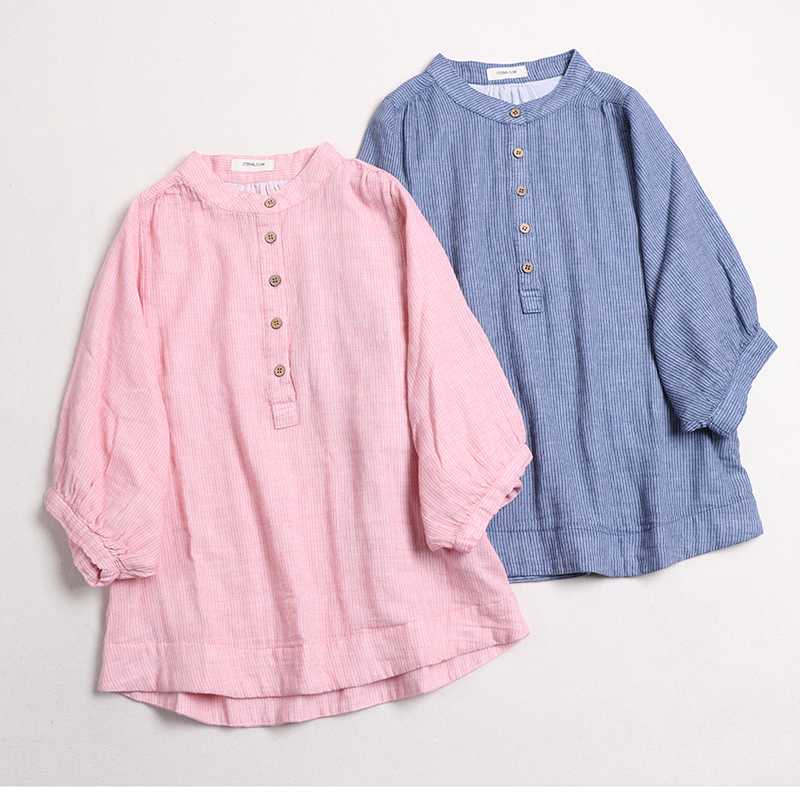 2020 New Summer Women Blouse Japan Style Literary Cotton Striped Stand Collar Half Sleeve Shirt Women Pullover, Blue
2020 New Summer Women Blouse Japan Style Literary Cotton Striped Stand Collar Half Sleeve Shirt Women Pullover, Blue