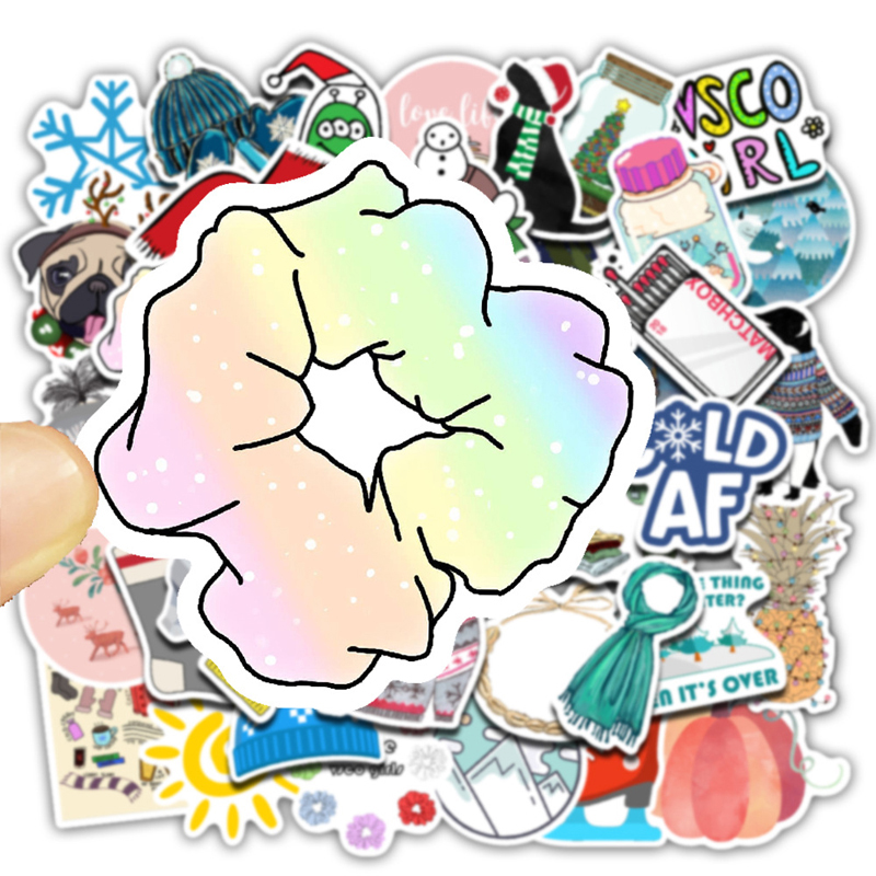 50pcs/Set Cartoon VSCO Girls Winter Scarf Snow Stickers For Children Toy Fresh Sticker For Suitcase Laptop Bicycle Phone Luggage