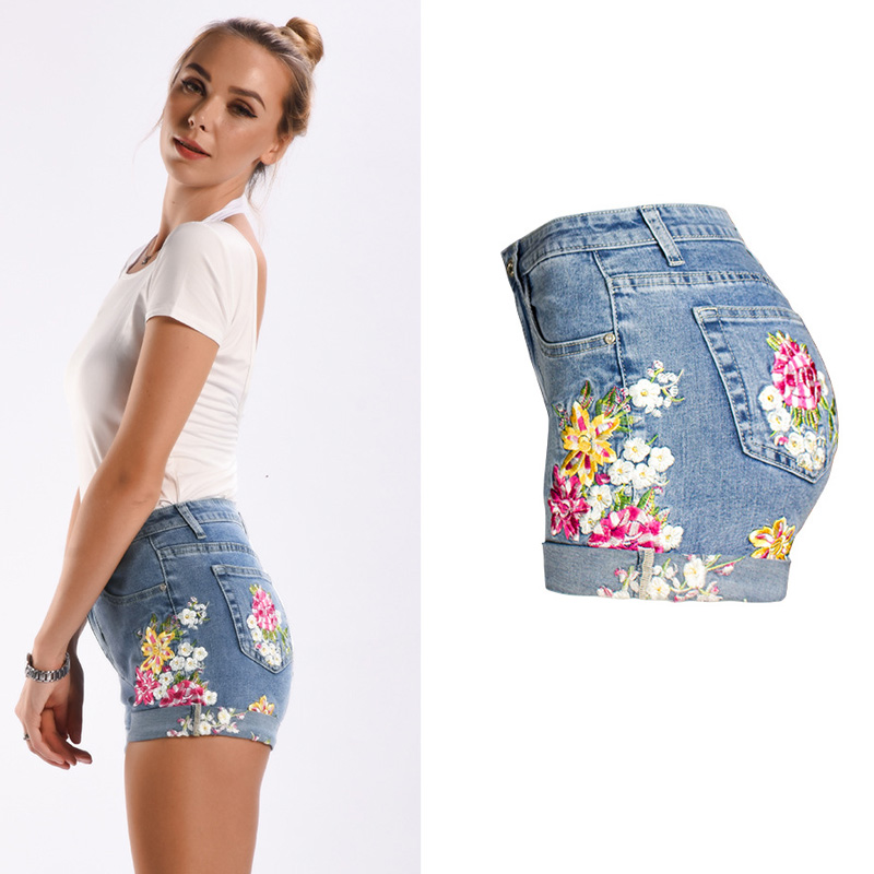 High Quality Flower Embroidery Denim Shorts New Summer Shorts Clothes for Students Hot Women Casual S-XXXL 3XL plus size, Light blue
High Quality Flower Embroidery Denim Shorts New Summer Shorts Clothes for Students Hot Women Casual S-XXXL 3XL plus size, Light blue