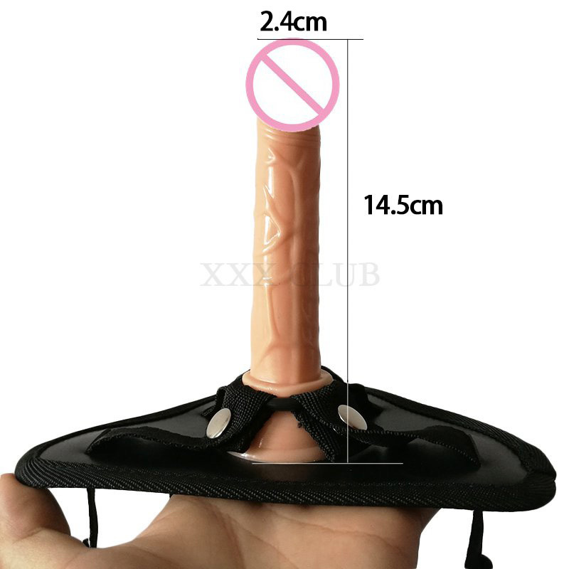 Thierry 2 pcs Lesbian Strap on mini Dildo Panties Strapon Harness flexible Dong Realistic Penis Sex Toys for Woman Sex Products Y200410