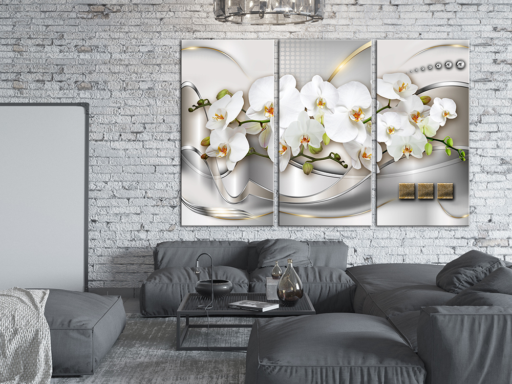 3 Piece Print Abstract Painting Canvas Wall Art Modern Orchid Flower Decoration Picture Beautiful Unframed ,Choose Color And Size