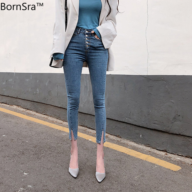 BornSra 2020 Spring Vintage Single-breasted Women Denim Jeans High Waist Stretch Pants Capris Female Split Cuff Jeans Pants, Blue
BornSra 2020 Spring Vintage Single-breasted Women Denim Jeans High Waist Stretch Pants Capris Female Split Cuff Jeans Pants, Blue