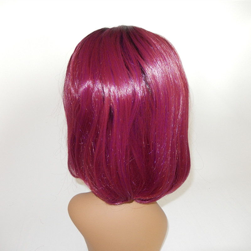 High quality Short Bob Wavy Ombre Rose Pink Hair Color Lace Front Wigs Synthetic High Temeperature Heat Resistant Fiber Wigs For Women