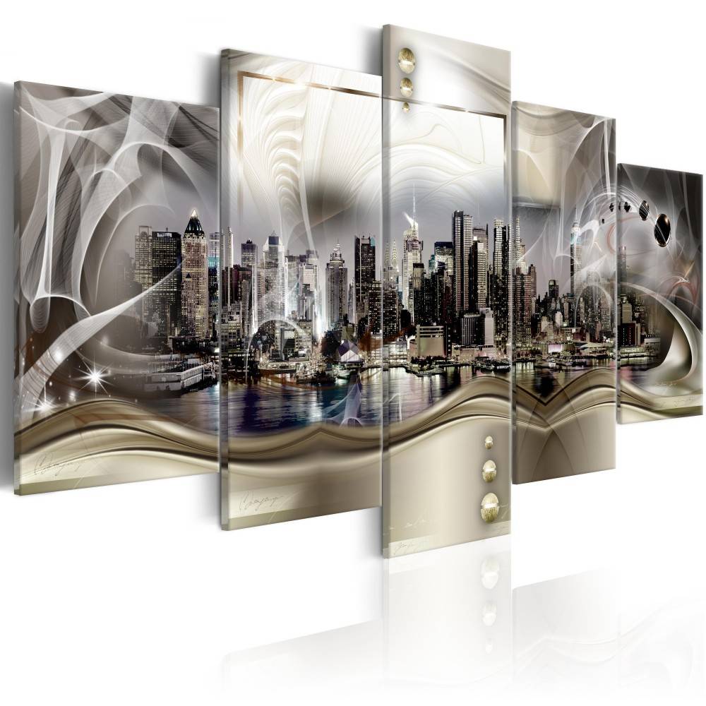 Fashion Wall Art Canvas Painting 5 Pieces New York City Architectural landscape Modern Home Decoration,No Frame