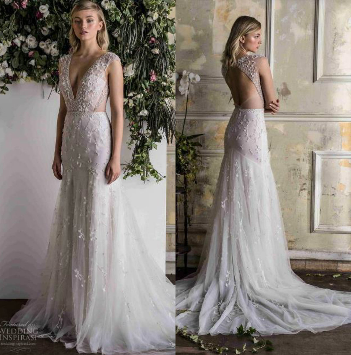 limor rosen mermaid wedding dresses v neck lace bridal gowns backless sweep train boho wedding dress custom