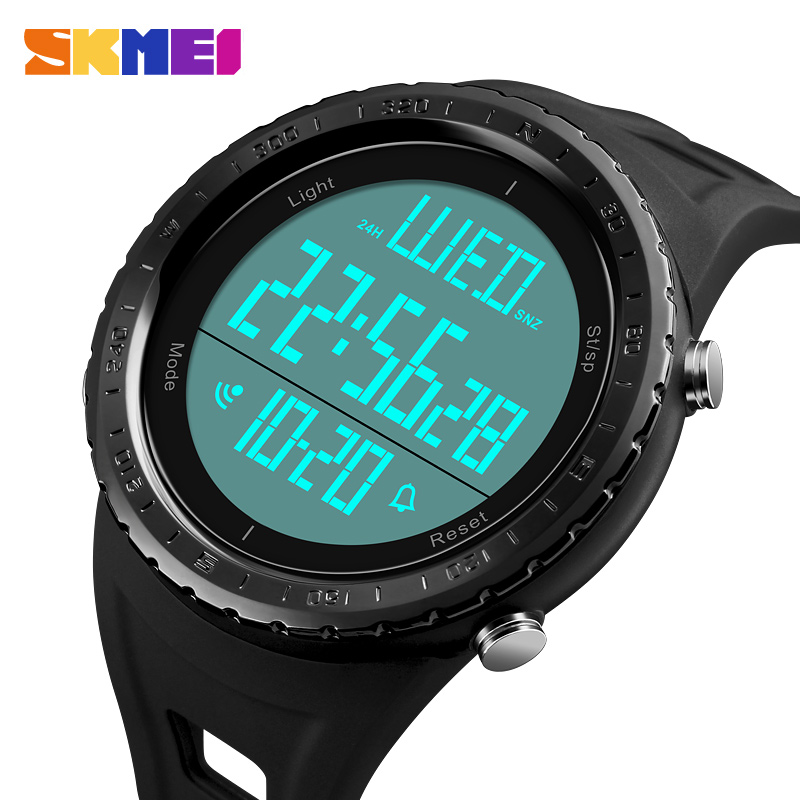 

SKMEI Fashion Sport Watch Men Countdown Chrono EL Light Watches 5Bar Waterproof Big Dial Digital Watch Relogio Masculino 1246, Black