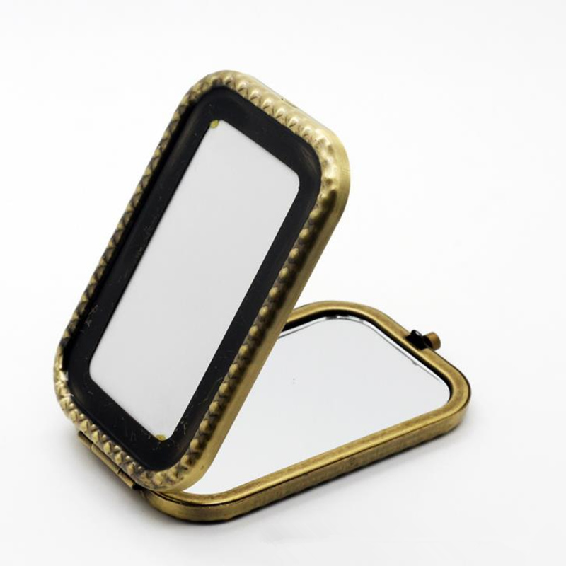 Portable Pocket mirror girl rectangular shaped foldable double makeup mirror Travel tool fast shipping F2308