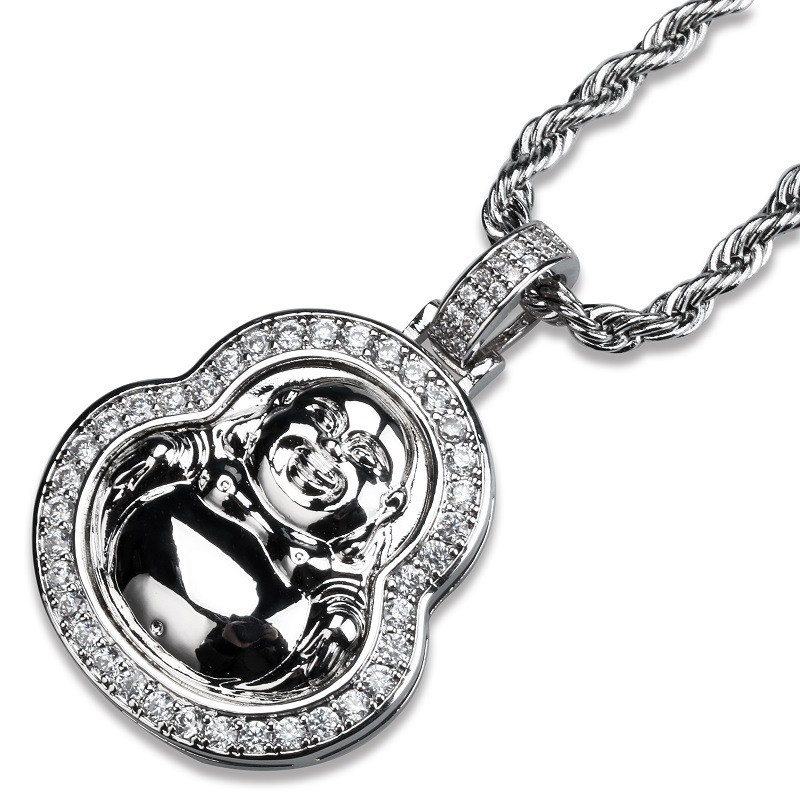 Luxury Designer Jewelry Mens Necklace CZ Maitreya Buddha Pendant Necklace Iced Put Lab Diamond Mens Gold Chain for Mens Jewelry Gi