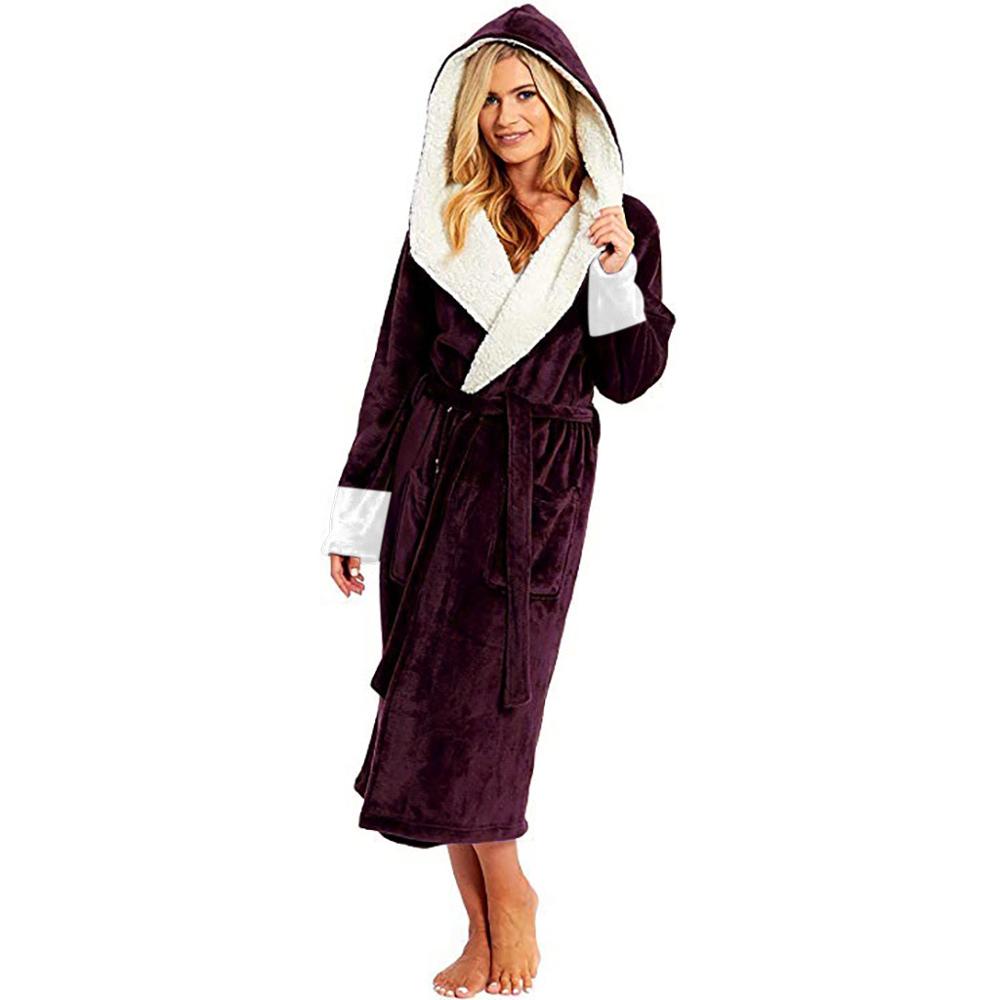 Hooded Women Bathrobe Winter Thick Warm Flannel Bath Robe Plus Size 5XL Couples Night Dressing Gown Double-layer Men Nightgown