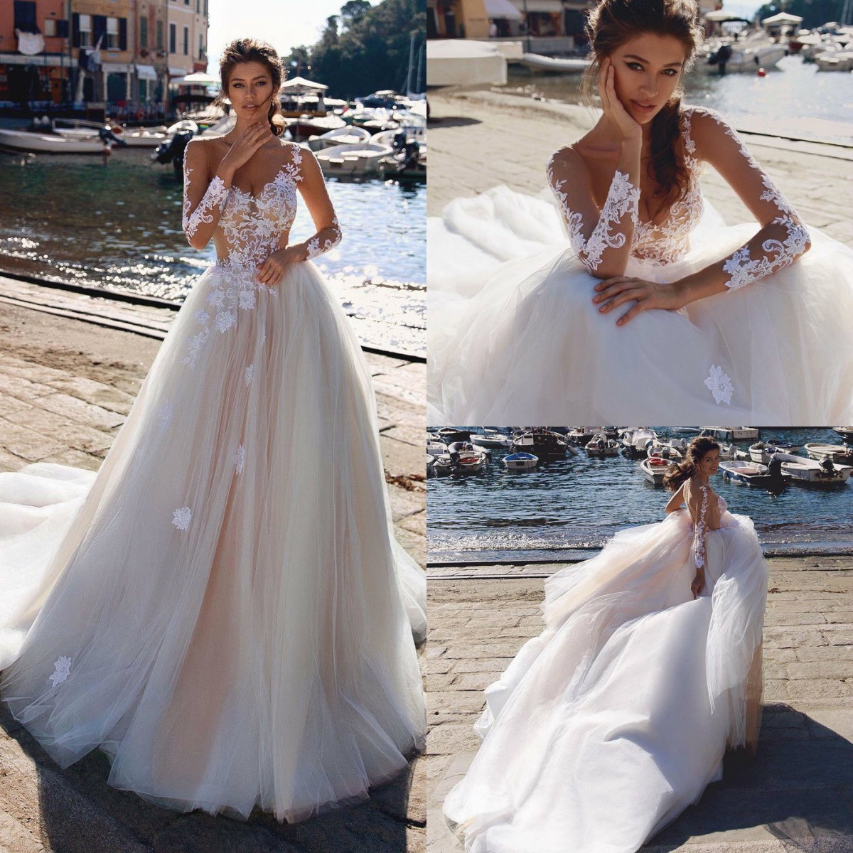 2020 Long Sleeve Wedding Dresses A Line Sheer Jewel Neck Sweep Train Bohemian Boho Wedding Dress Custom Made Garden Robes De Mariée, Light yellow
2020 Long Sleeve Wedding Dresses A Line Sheer Jewel Neck Sweep Train Bohemian Boho Wedding Dress Custom Made Garden Robes De Mariée, Light yellow