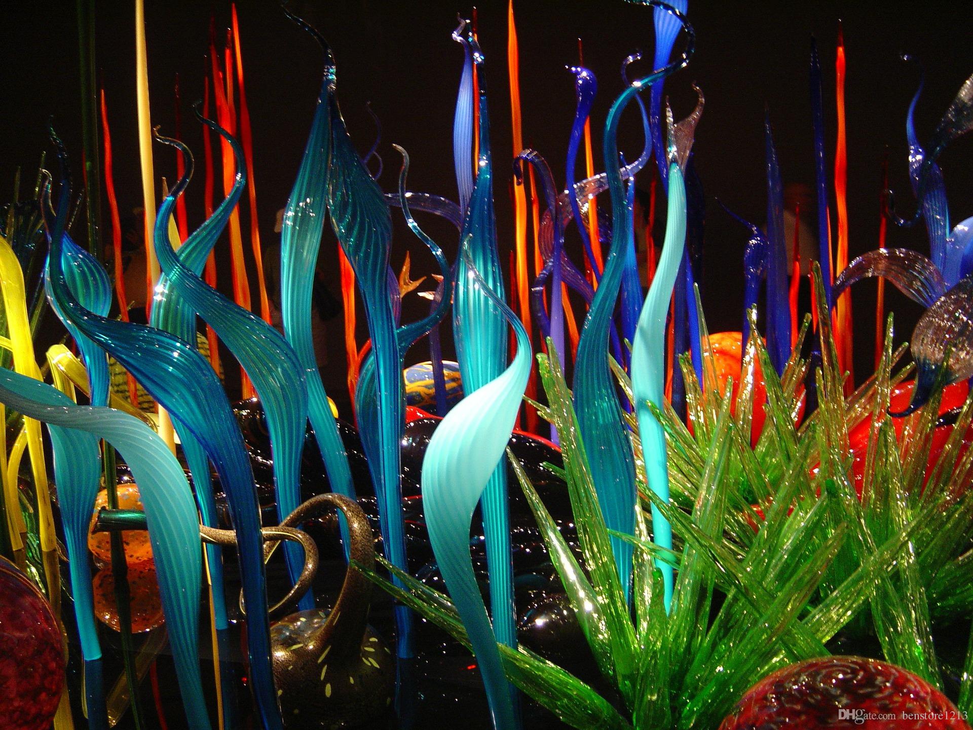 Top Quality Hand Blown Glass Reed Floor Lamp Orange Murano Glass Sculpture Modern Decor 100% Mouth Blown Glass Sculpture for Party Garden