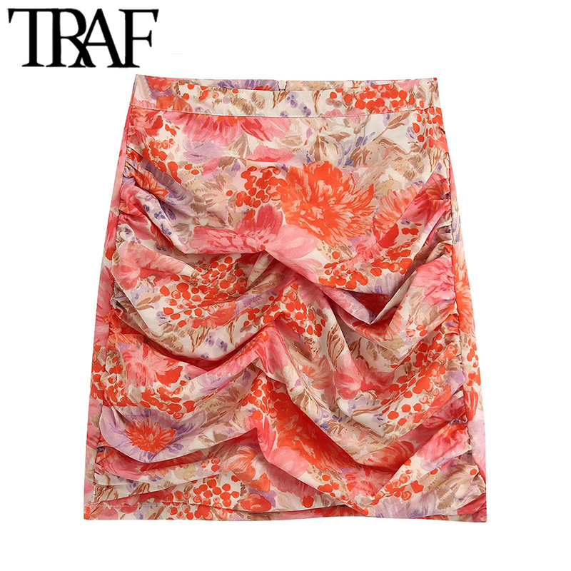 TRAF Women Chic Fashion Floral Print Draped Mini Skirt Vintage High Waist Side Zipper Female Skirts Casual Faldas Mujer, As picture
TRAF Women Chic Fashion Floral Print Draped Mini Skirt Vintage High Waist Side Zipper Female Skirts Casual Faldas Mujer, As picture