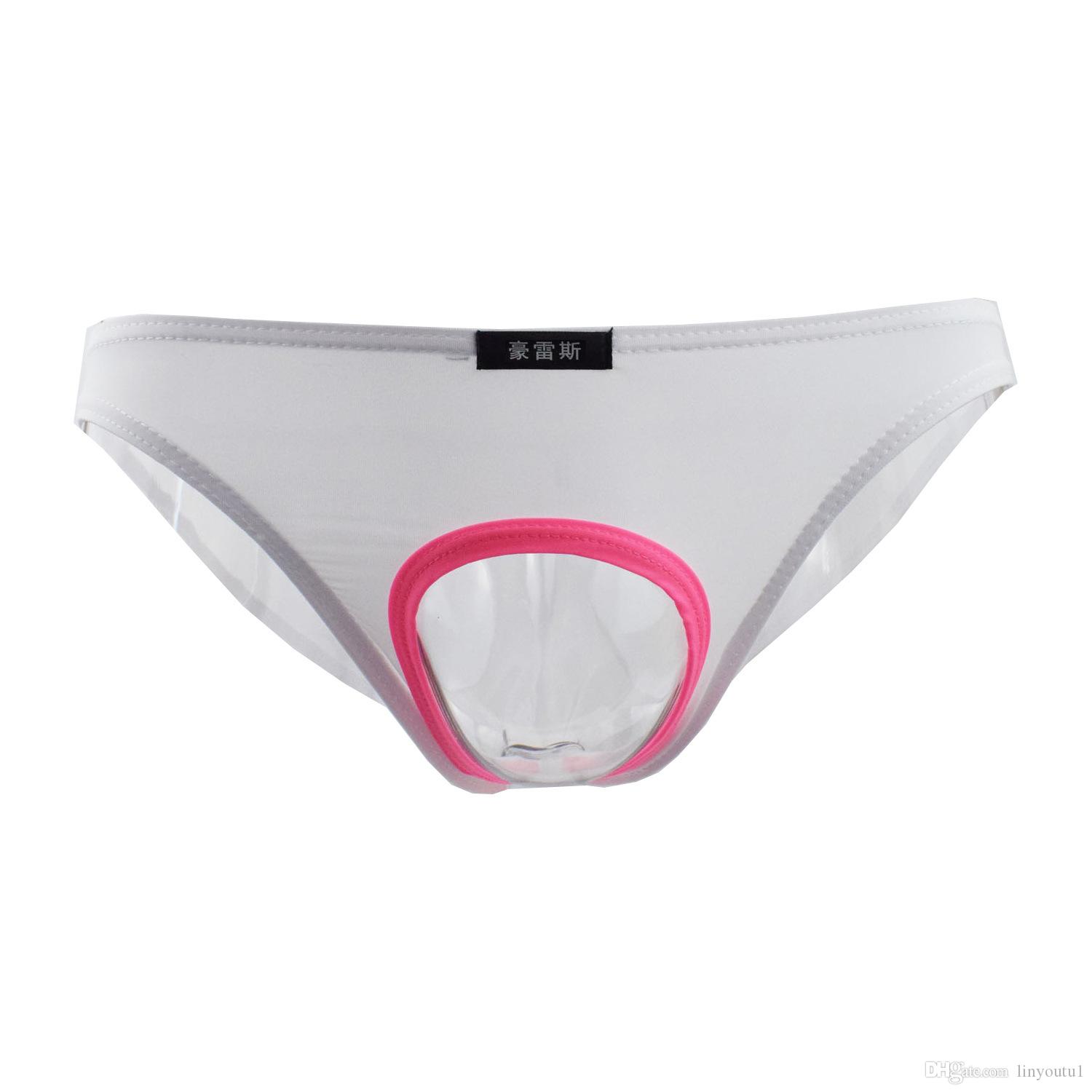 hot sale Sexy Mens Underwear Briefs Penis Hole Open Pouch Silk Panties For Men Gay Underpants Male Crotchless Slips Funny