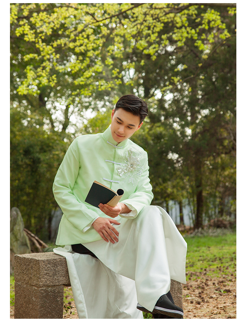 High Quality Men clothing In Republic of China antique costumes of film television Stage dramas young Masters Long Tang Suits Jacket + Robe