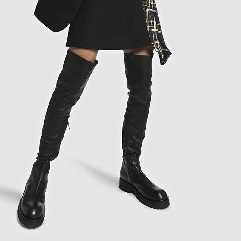 Fashion Design Creepers Stretch Black Oveknee Boots Winter Round Toe Leather Thigh High Boots Woman Round long Boots Women Shoes
Fashion Design Creepers Stretch Black Oveknee Boots Winter Round Toe Leather Thigh High Boots Woman Round long Boots Women Shoes