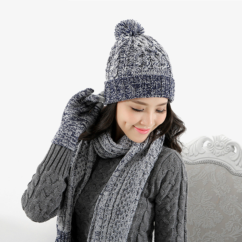 Winter Women's Knit Hat Scarf Gloves Set Three-piece Suit Womens Autumn Winter Wool Cap Women's Hats Balaclava Caps
Winter Women's Knit Hat Scarf Gloves Set Three-piece Suit Womens Autumn Winter Wool Cap Women's Hats Balaclava Caps