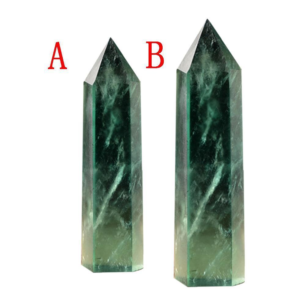 100% Natural Fluorite Quartz Crystal Green Striped Fluorite Point Healing Hexagonal Wand Treatment Stone Home Decoration C19021601