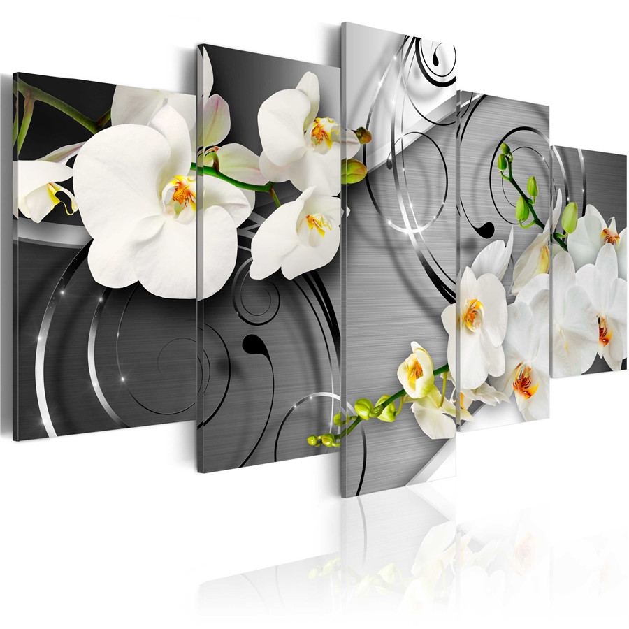 Unframe Modern Oil Painting on Canvas Abstract Flower Orchid Wall Decor Hanging Decor for Living Room High Quality,Choose Color And Size