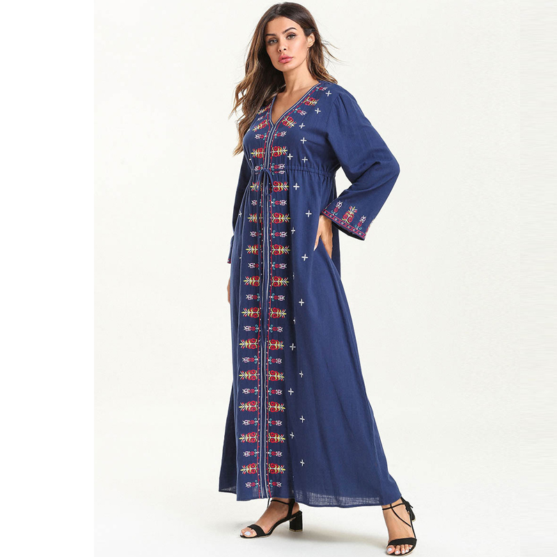 2020 Summer Abaya Dubai Muslim Dress Kaftan Ramadan Caftan Marocain Hijab Dress Abayas For Women Elbise Turkish Islamic Clothing